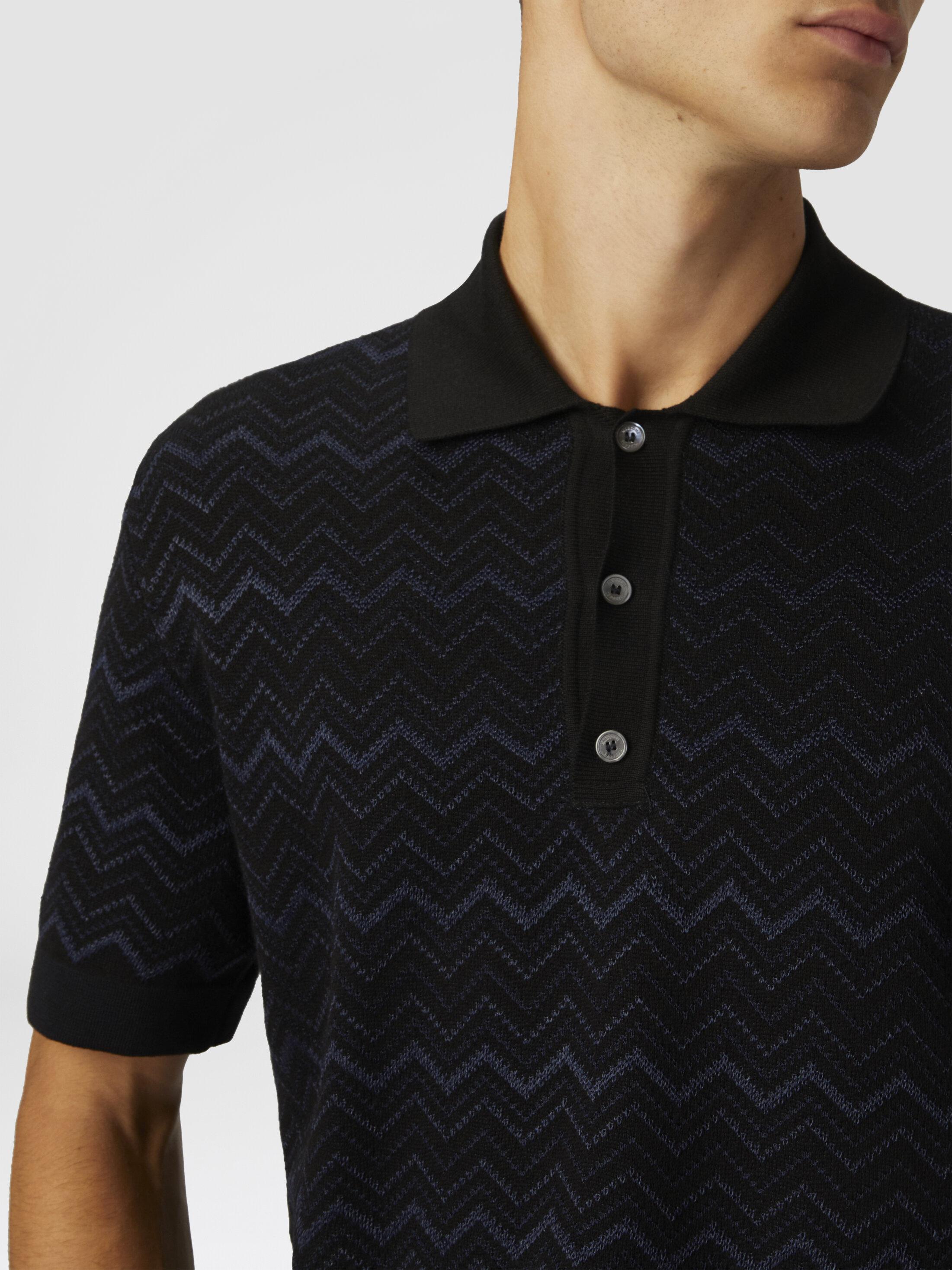 Knitted polo shirt in a cotton and viscose blend zigzag Product Image