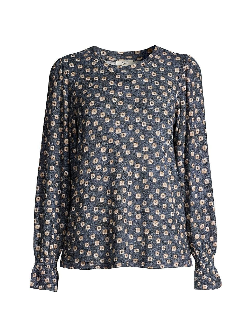 NIC+ZOE Sweet Dreams Dotty Femme Sleeve Tee Multi) Women's Clothing Product Image