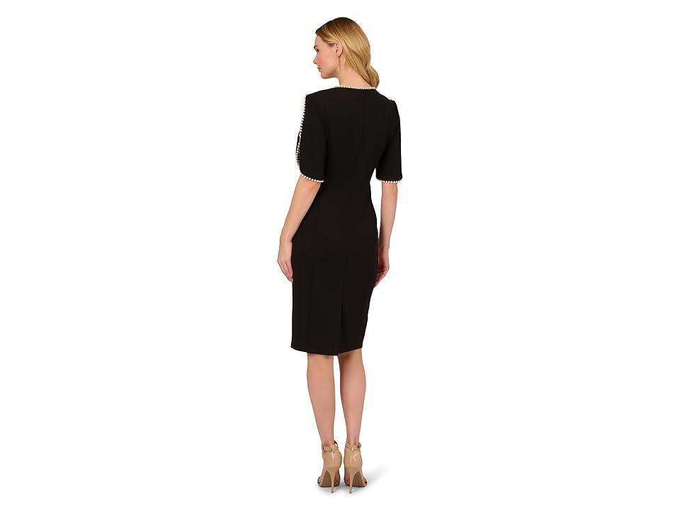 Women's Imitation Pearl-Trim Crepe Sheath Dress Product Image