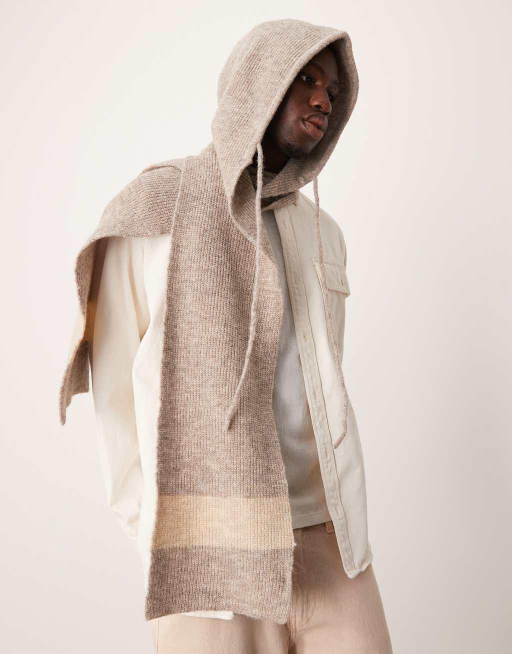 ASOS DESIGN hooded scarf in camel Product Image