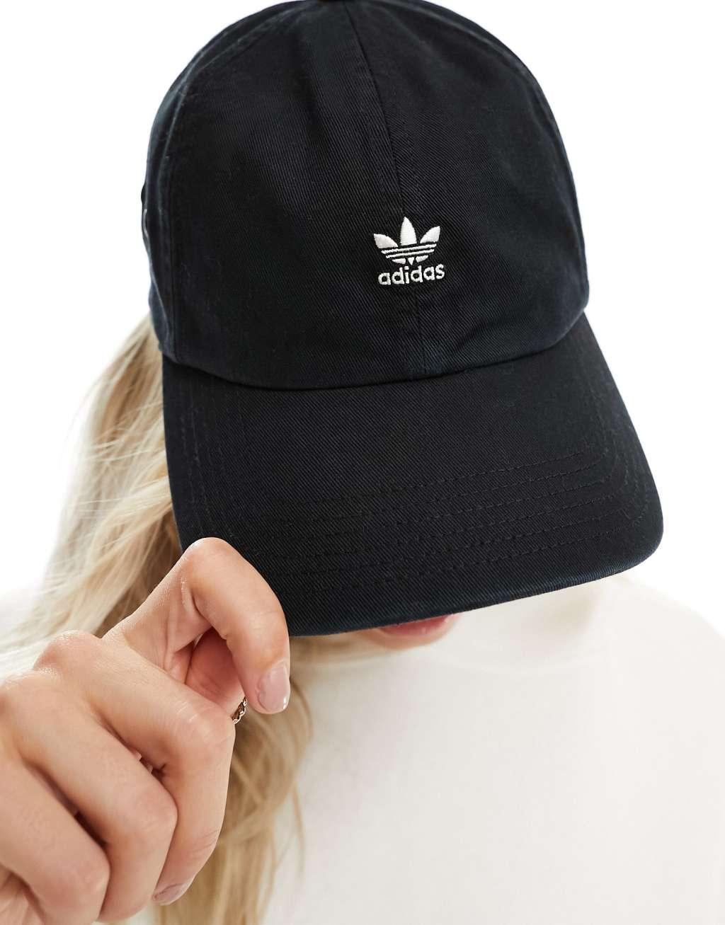 adidas Originals relaxed mini logo cap in black Product Image