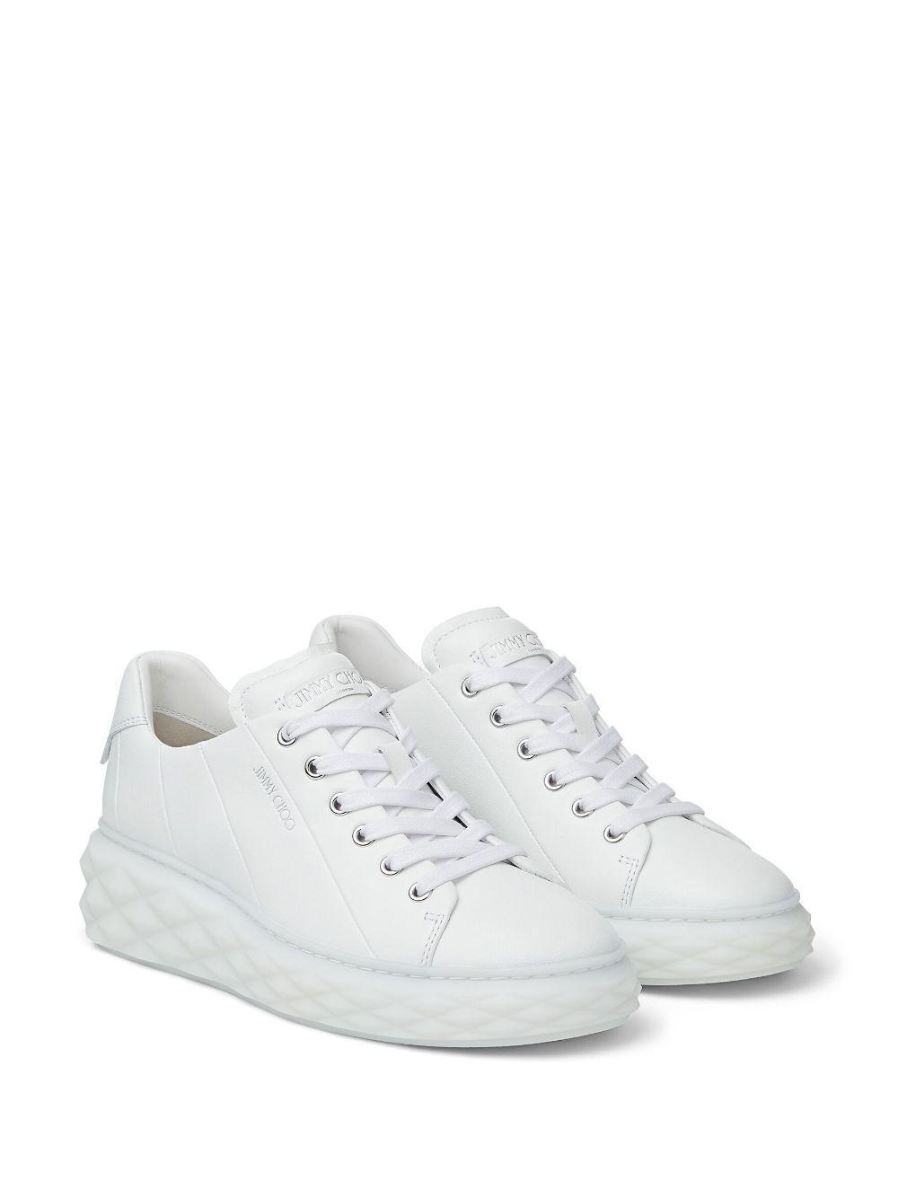 JIMMY CHOO Womens V White Diamond Light Maxi Branded Leather Low-top Trainers Product Image