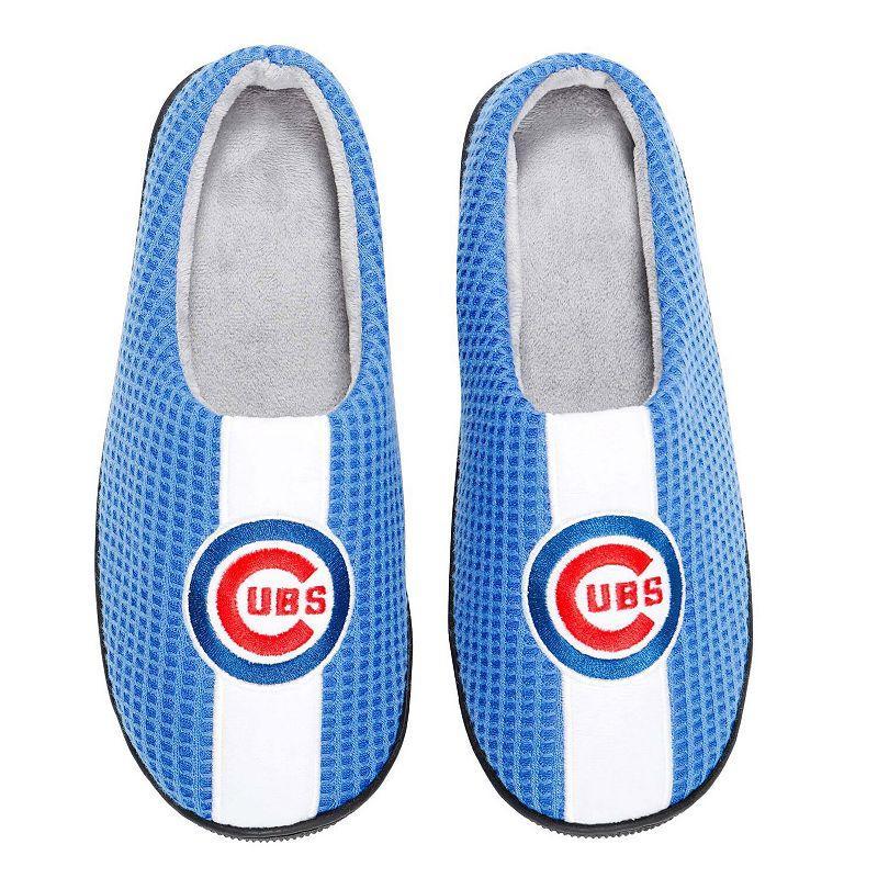 Mens FOCO Royal Chicago Cubs Team Stripe Memory Foam Slide Slippers Product Image