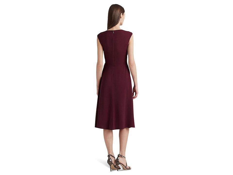 Lauren Ralph Lauren Buckle-Trim Georgette Cap Sleeve Dress (Vintage Burgundy) Women's Dress Product Image