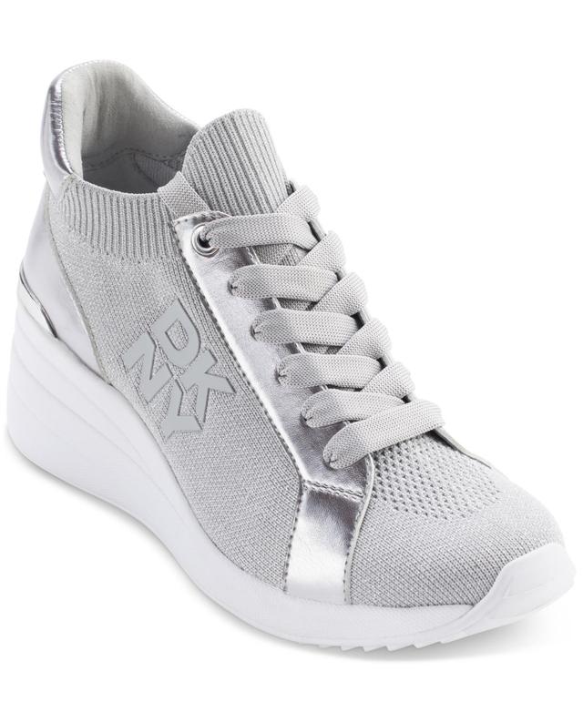 Dkny Womens Kasia Lace-Up Wedge Sneakers - Grey/ Product Image