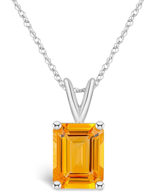 Celebration Gems 14k White Gold Gemstone Pendant Necklace, Womens Orange Product Image