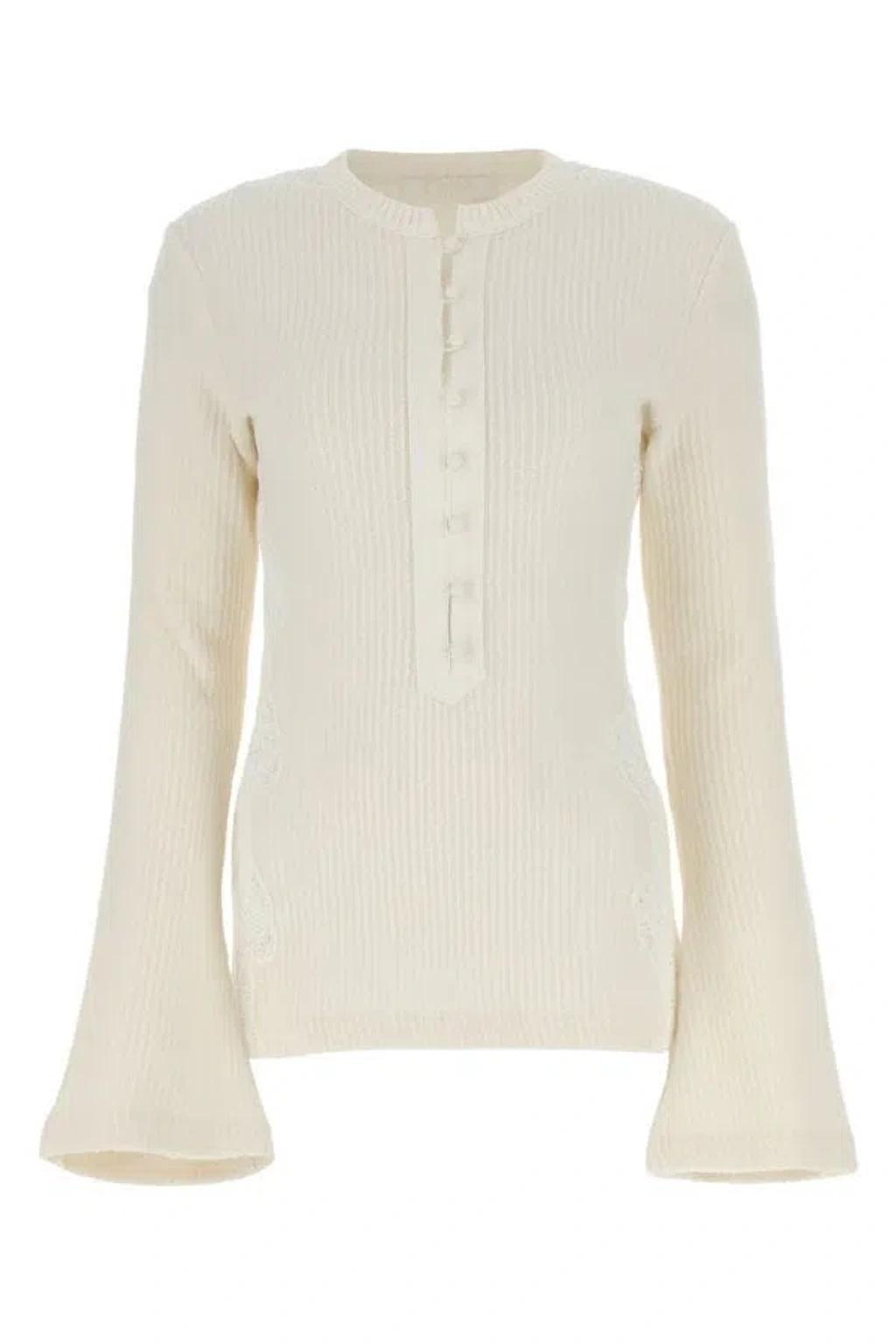 Ribbed-knit Wool Top In Cream Product Image