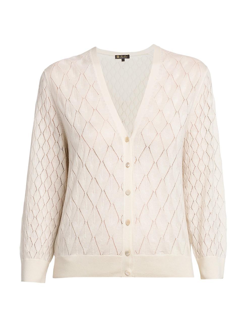 Womens Diamond-Knit Cashmere & Silk-Blend Cardigan Product Image