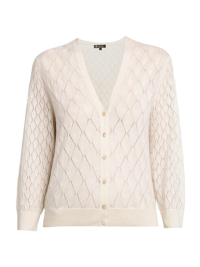 Womens Diamond-Knit Cashmere & Silk-Blend Cardigan Product Image