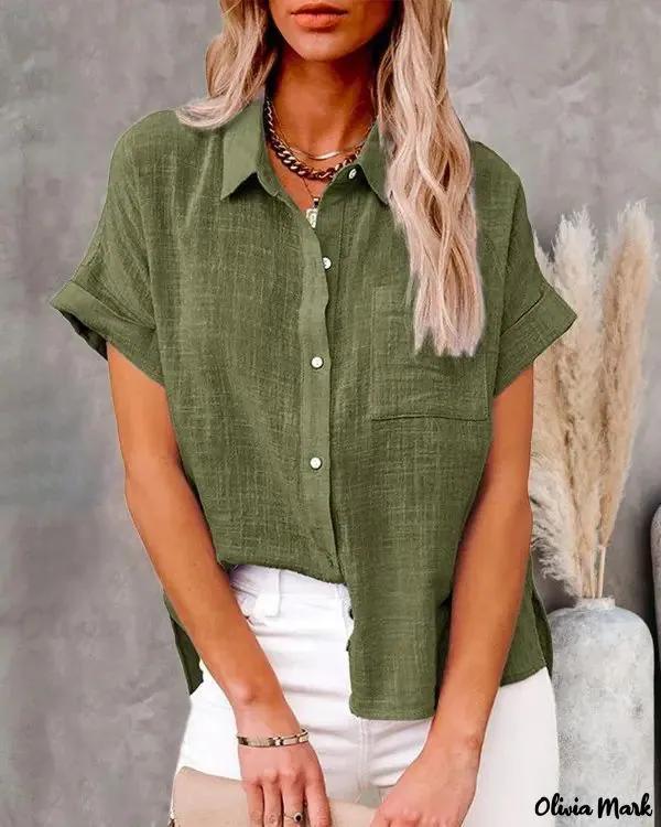 Olivia Mark – Womens Short Sleeve Button-Down Shirt product image