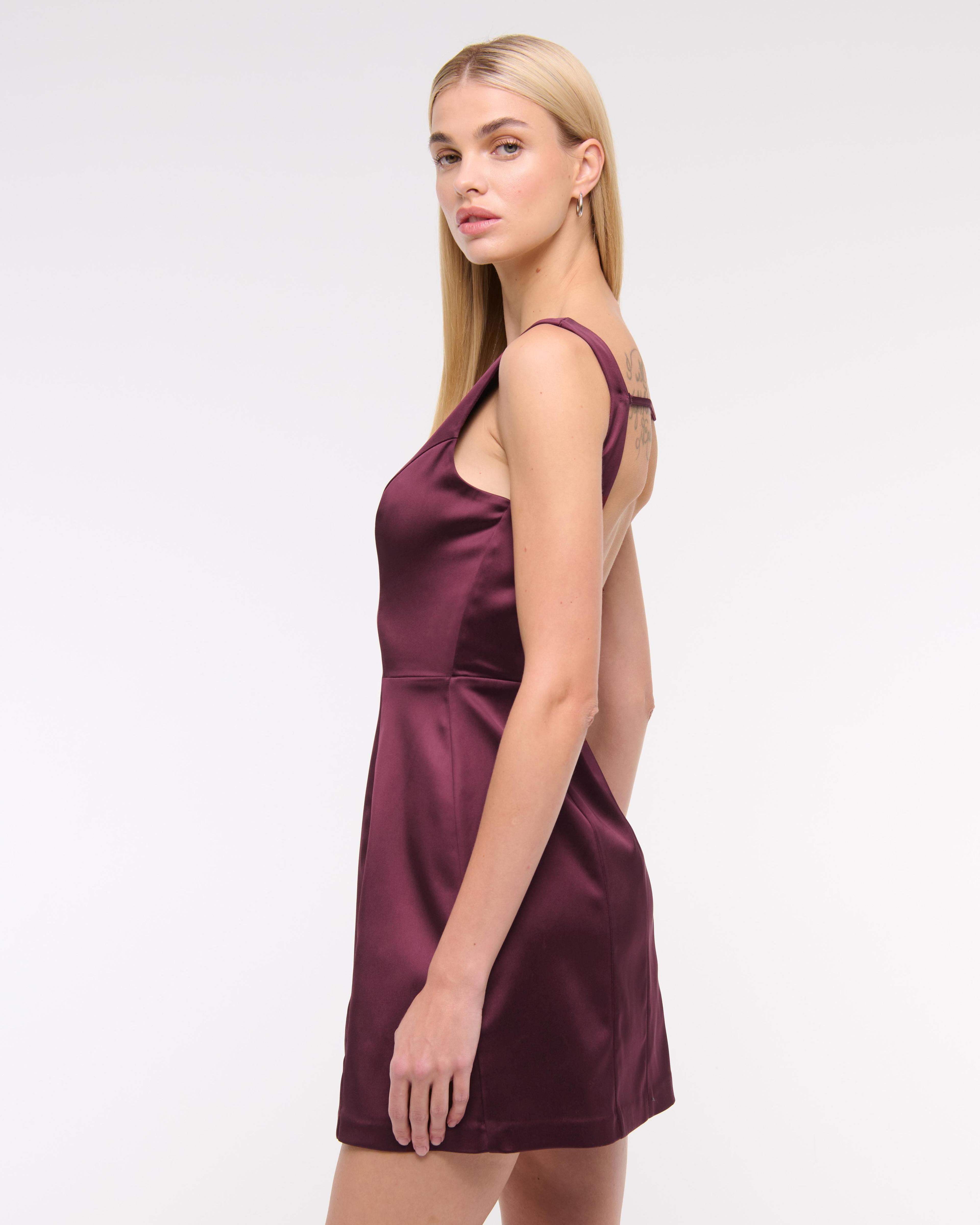 High-Neck Satin Sculpt Mini Dress Product Image