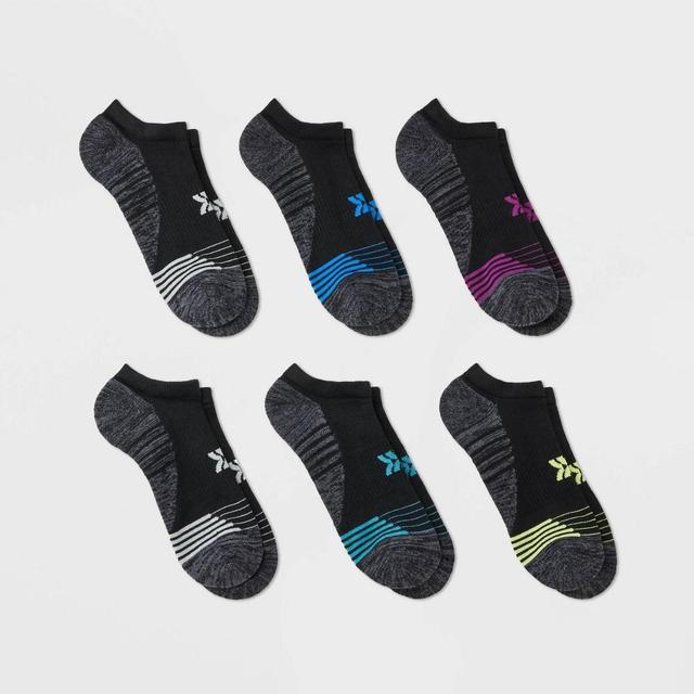 Womens 6pk Cushioned Performance Striped No Show Athletic Socks - All in Motion Black 4-10 Product Image