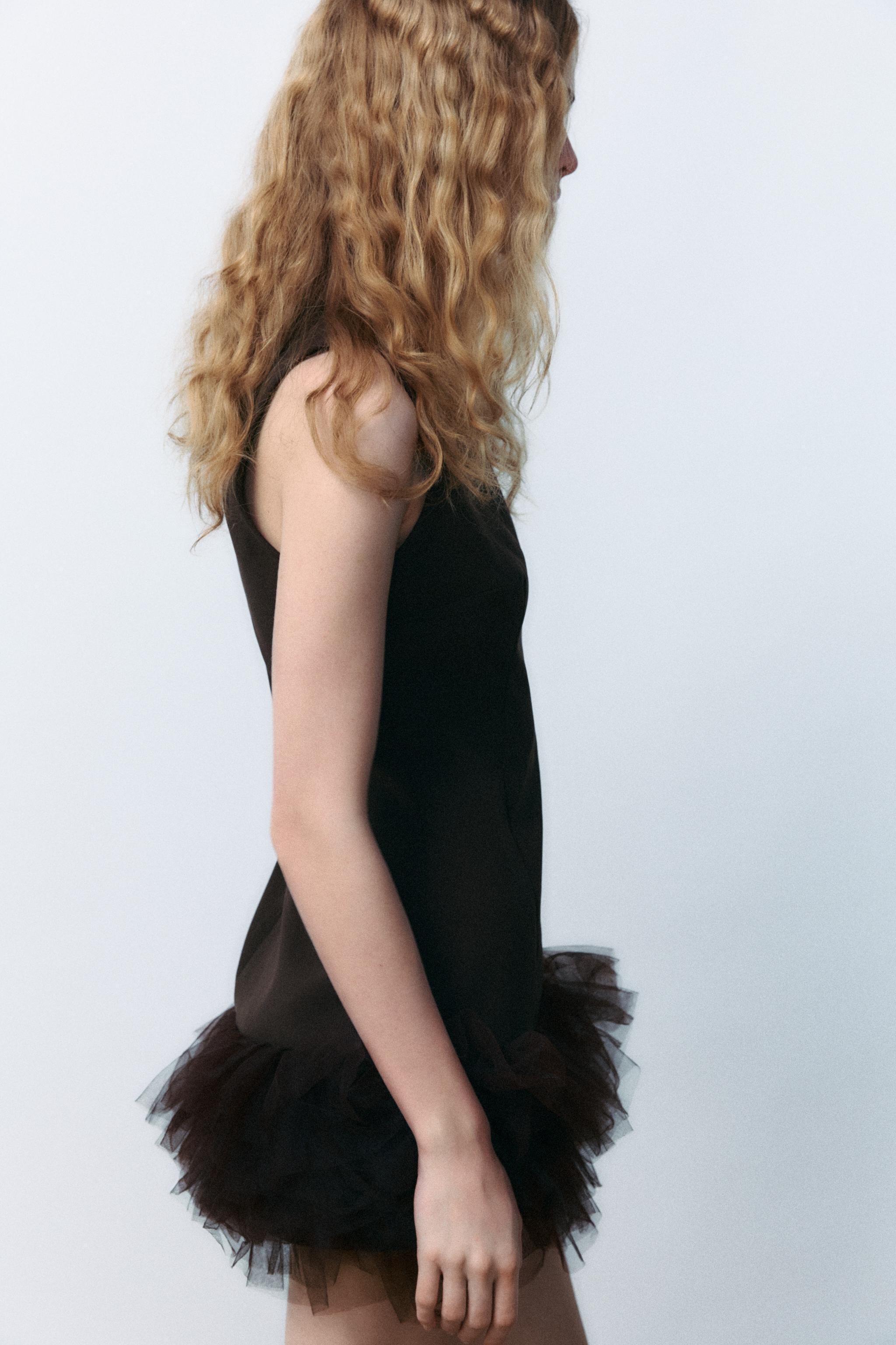 CONTRASTING TULLE JUMPSUIT DRESS Product Image