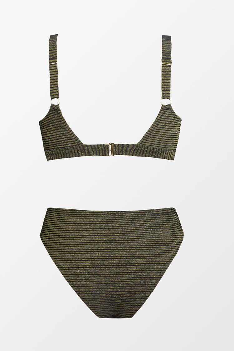 Ribbed Keyhole Bralette & High Waist Plus Size Bikini Set Product Image