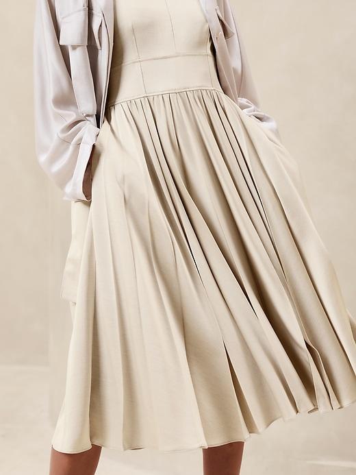 Ness Pleated Satin Midi Dress Product Image