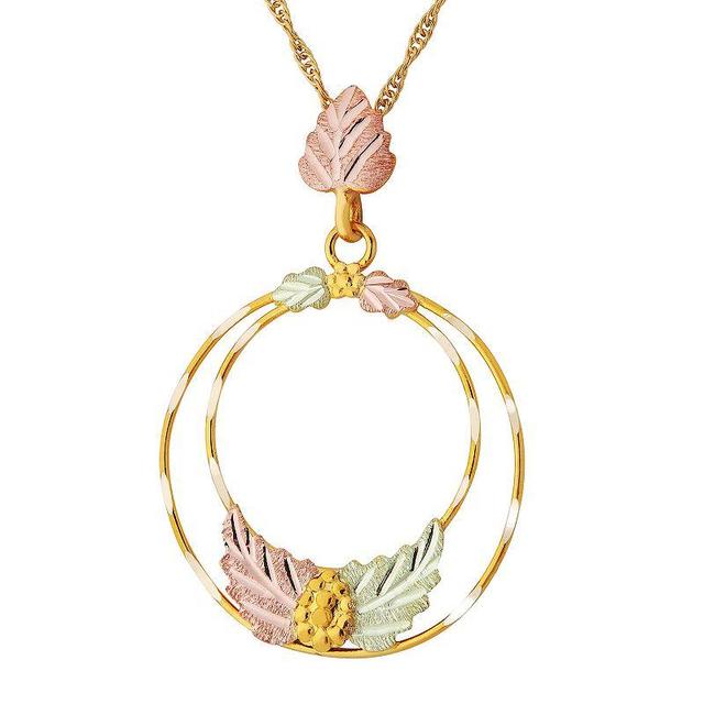 Black Hills Gold Tri-Tone Double Hoop Pendant Necklace, Womens Yellow Product Image