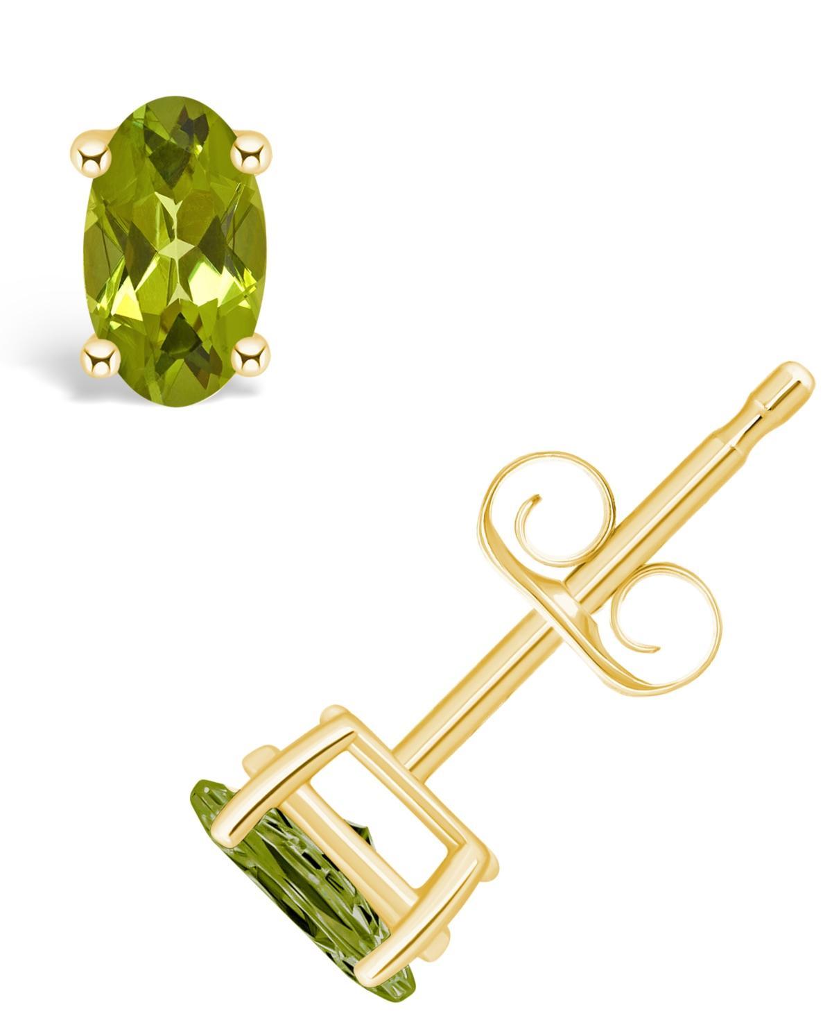 14k White Gold Oval Birthstone Stud Earrings, Womens, Peridot Aug Product Image