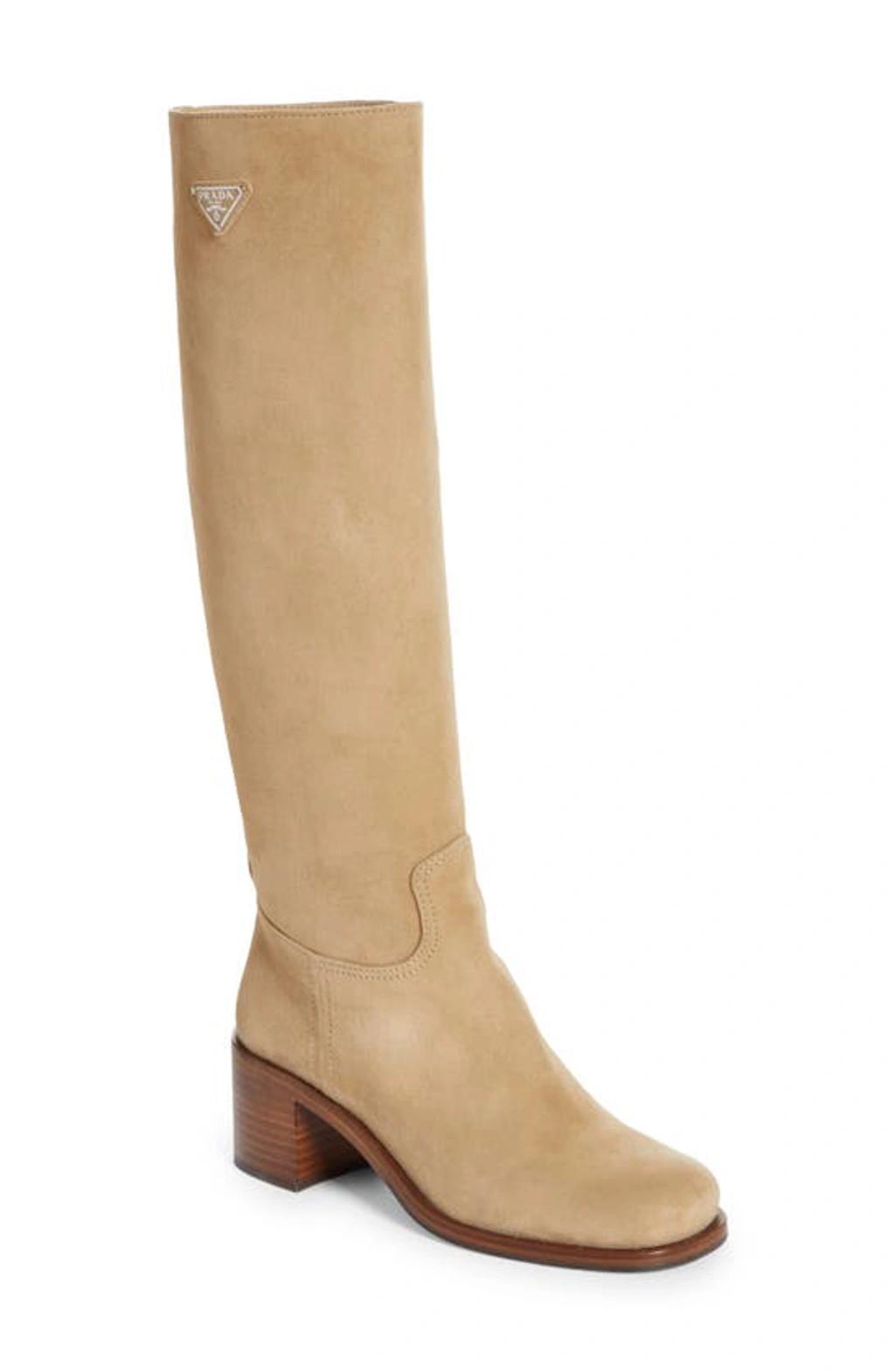 Prada Tronchetti Block Heel Knee High Boot Product Image