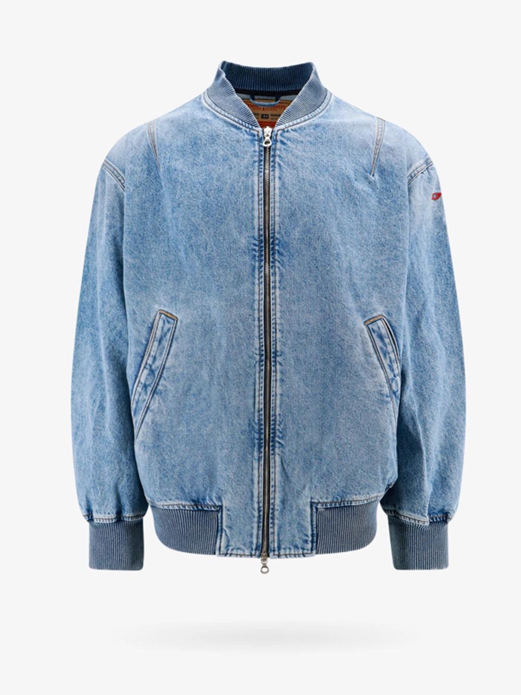 Logo-embroidery Denim Jacket In Blue Product Image