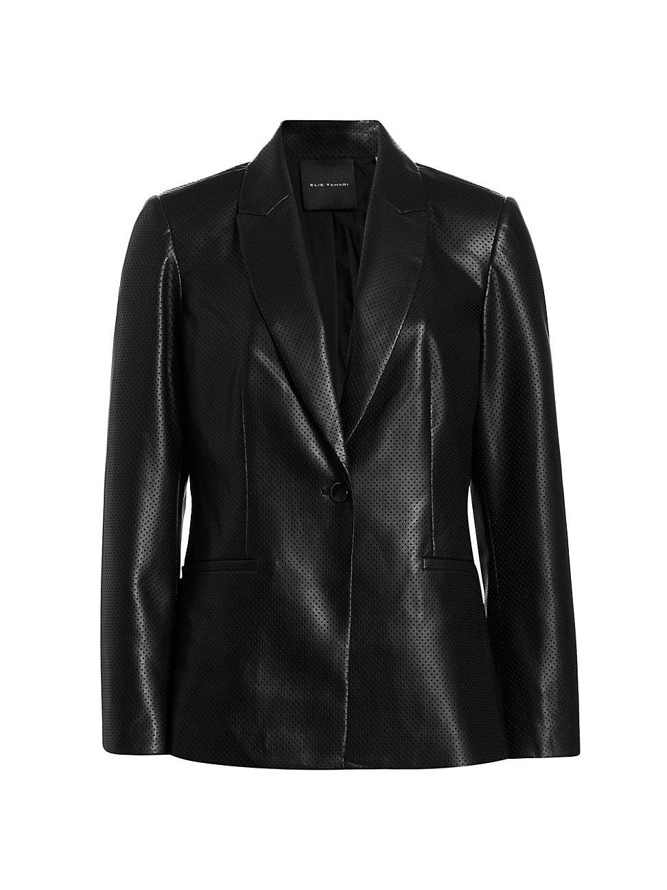 Womens Perforated Faux Leather Blazer Product Image