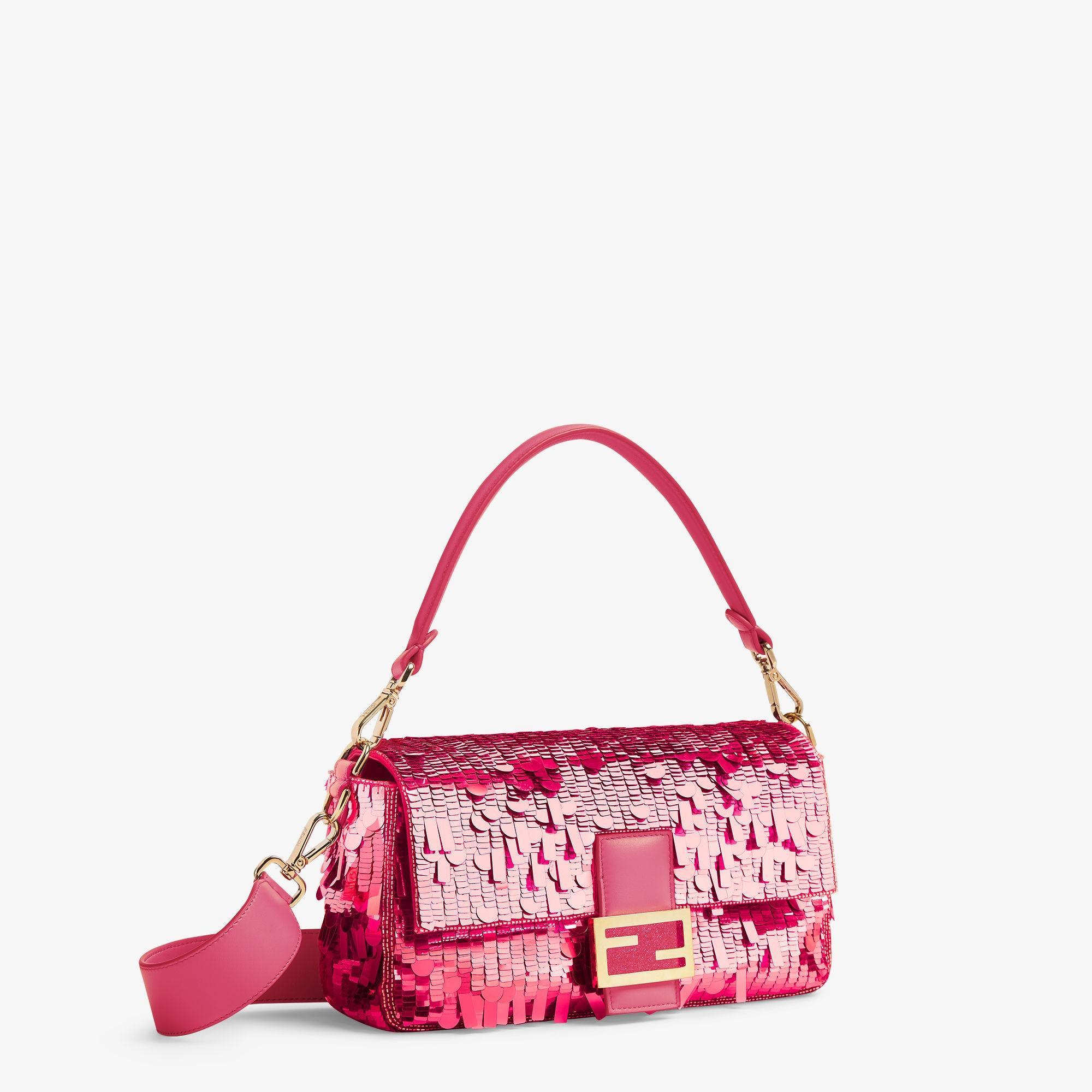 BaguetteFuchsia sequin and leather bag Product Image