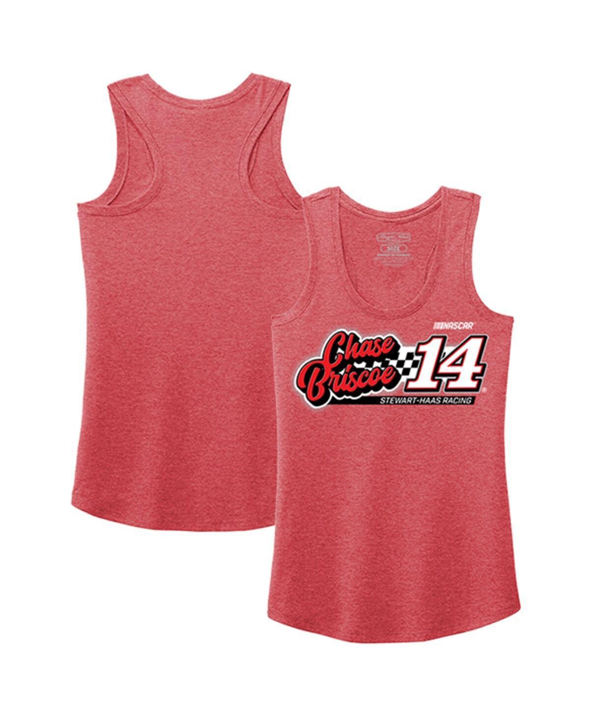 Womens Stewart-Haas Racing Team Collection Heather Red Chase Briscoe 2023 #14 Finish Line Tri-Blend Racerback Tank Top Product Image