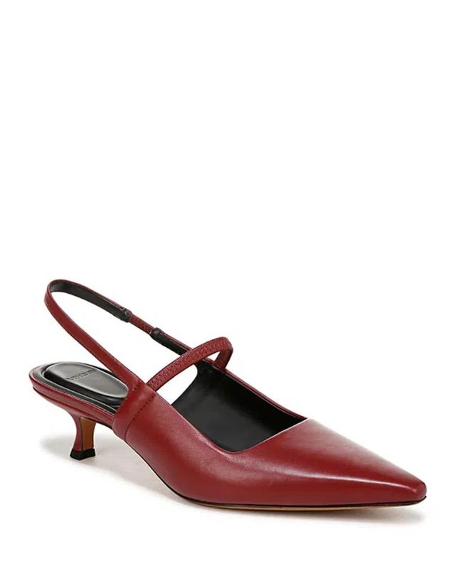 Venice Slingback Pointed Toe Kitten Heel Pump In Crimson Red Leather Product Image