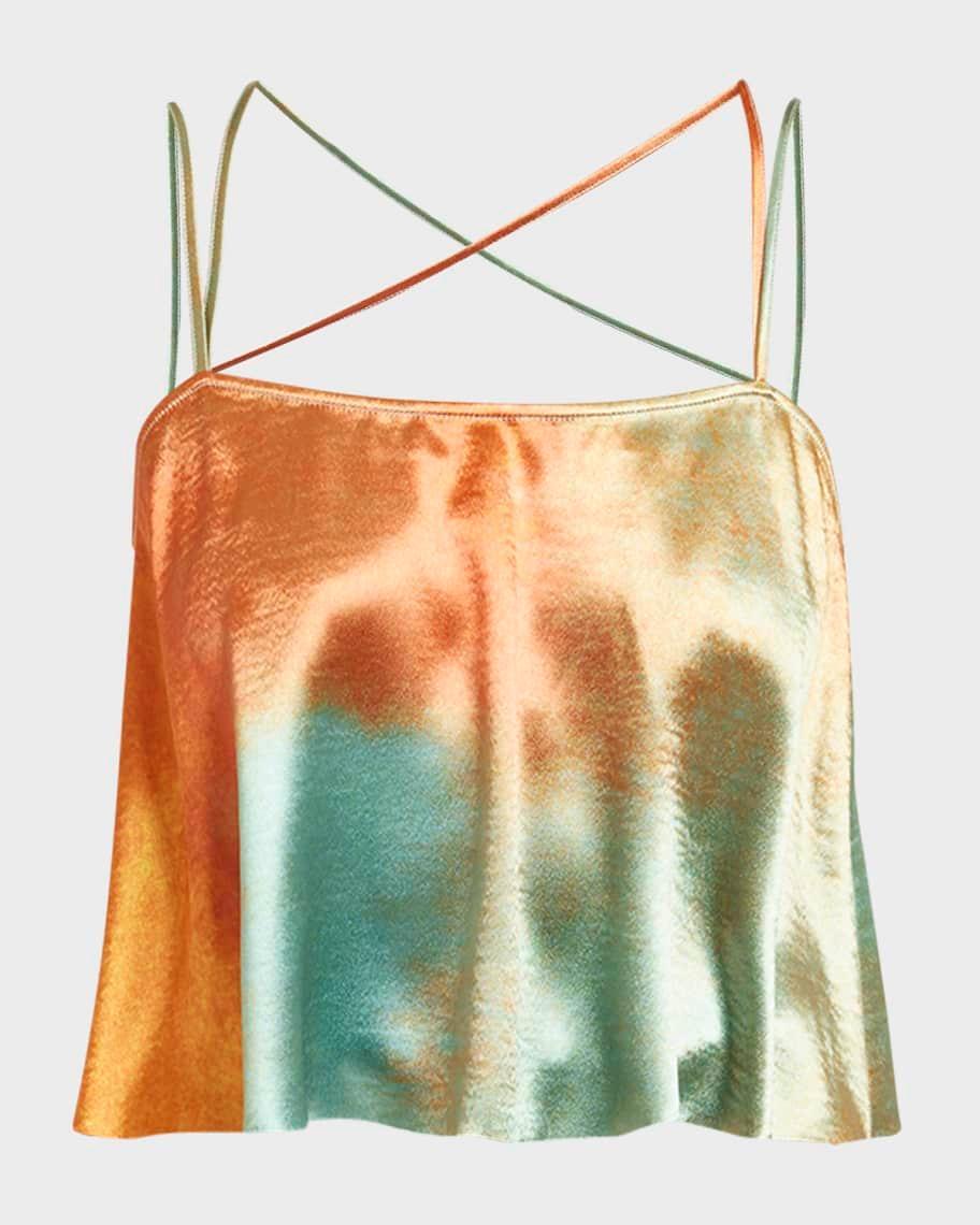 Mari Printed Satin Strappy Crop Top Product Image