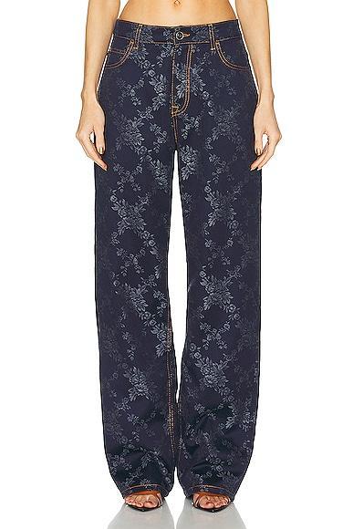 Etro Printed Straight Leg in Navy Product Image