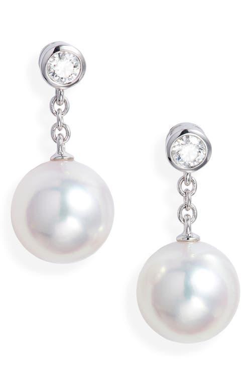 Mikimoto Diamond & Pearl Drop Earrings Product Image