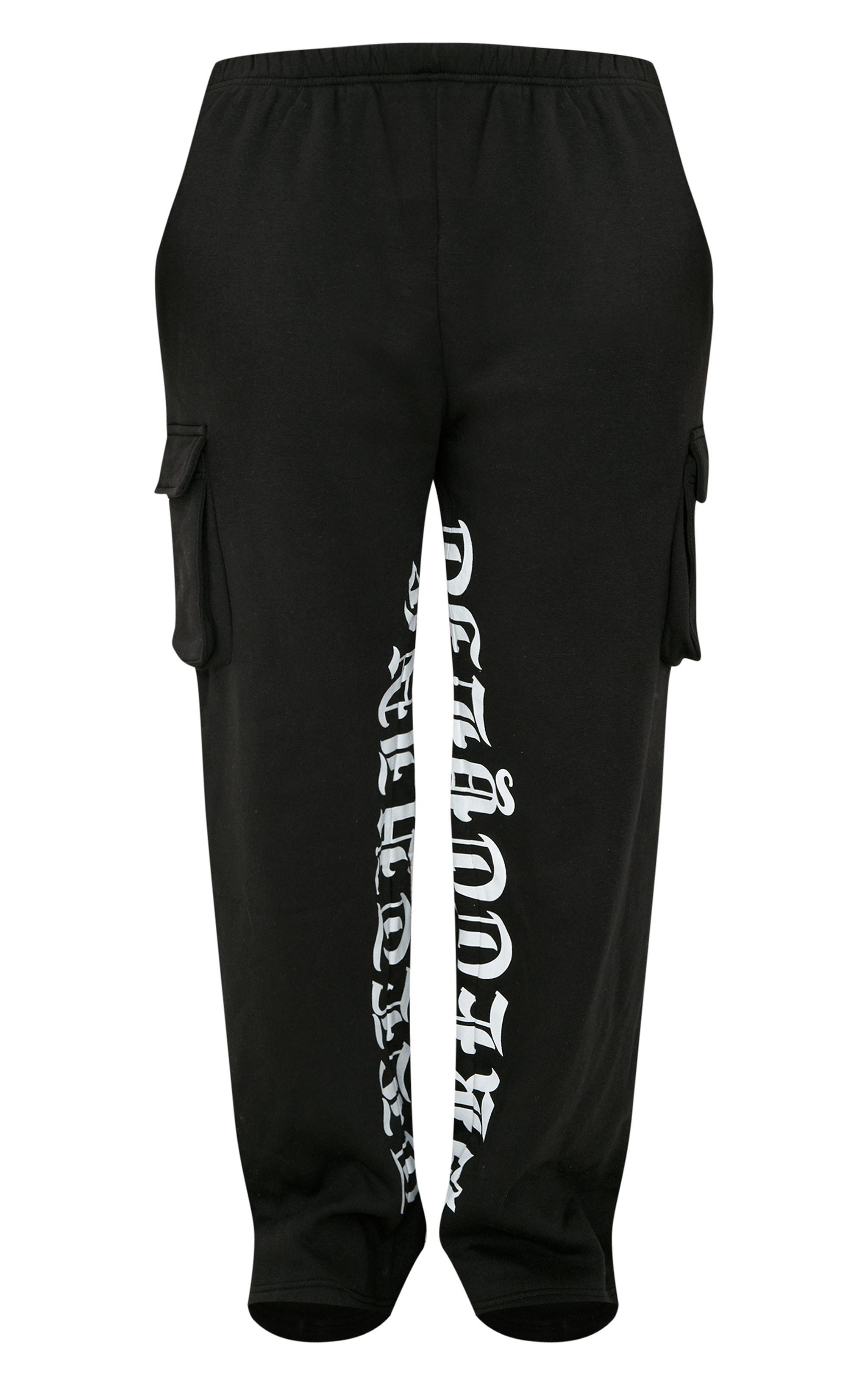 PRETTYLITTLETHING Shape Black Pocket Inside Leg Detail Sweatpants Product Image