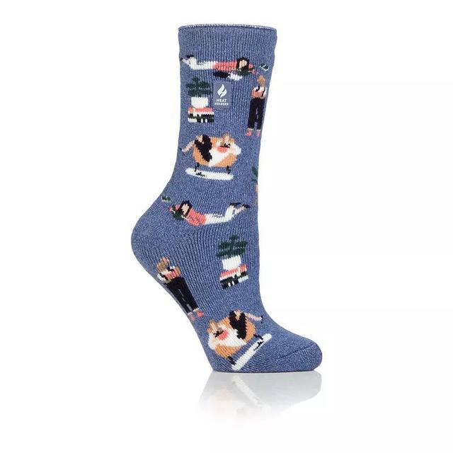 Womens Heat Holders Lite 5x Warmer Walking Novelty Crew Socks Blue Product Image