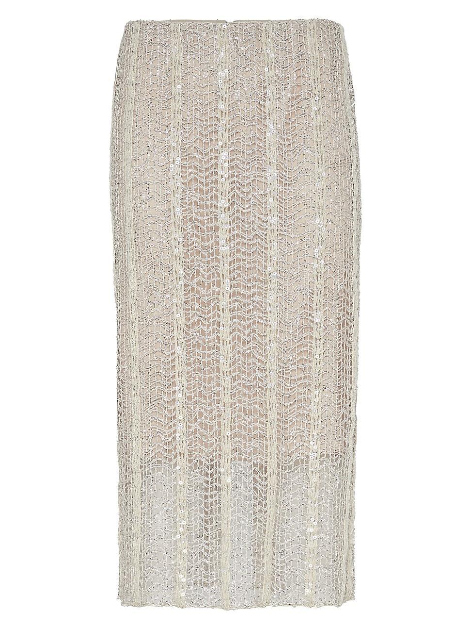 Womens Dazzling Striped Net Embroidery Column Skirt Product Image