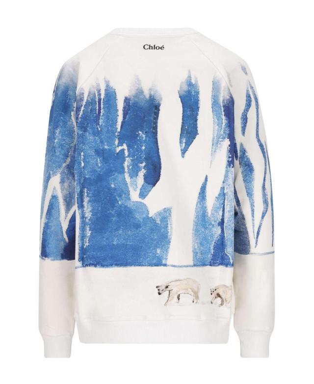 CHLOÉ Graphic-print Crew-neck Sweatshirt In Blue Product Image