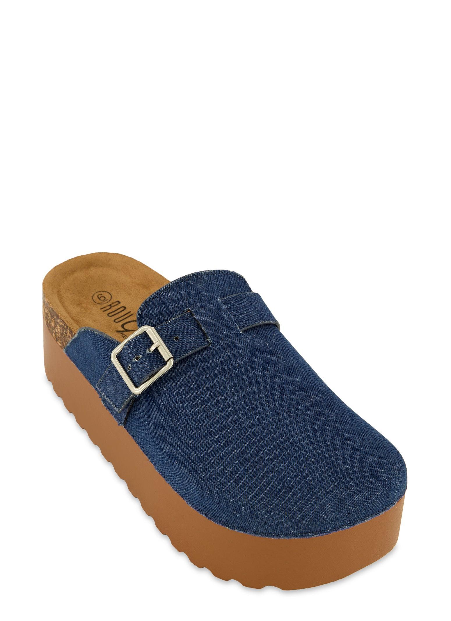 Womens Buckle Detail Platform Clogs Product Image