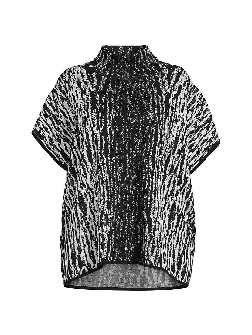 Plus Size Animal-Print Turtleneck Tunic Product Image