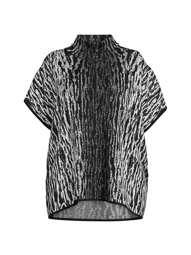 Plus Size Animal-Print Turtleneck Tunic Product Image