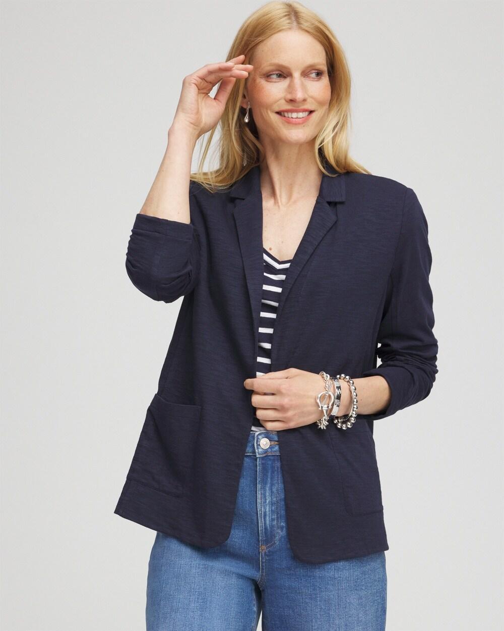 Women's Knit Cotton Blend Blazer Product Image