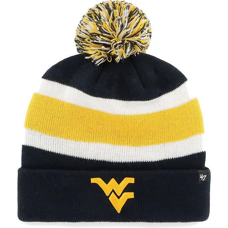 Mens 47 West Virginia Mountaineers Breakaway Cuffed Knit Hat with Pom, Blue Product Image