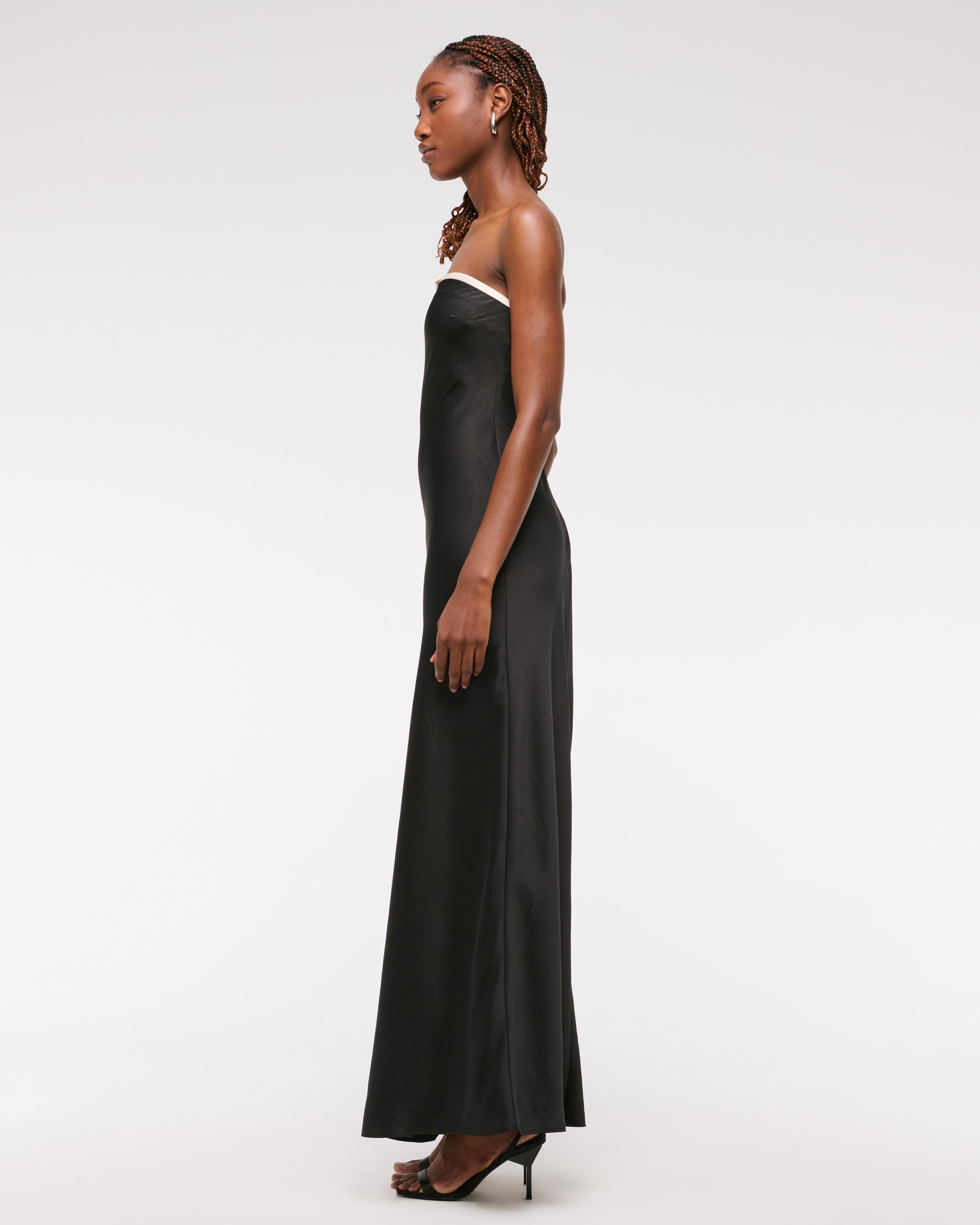 The A&F Julia Slip Strapless Bow Detail Maxi Dress Product Image