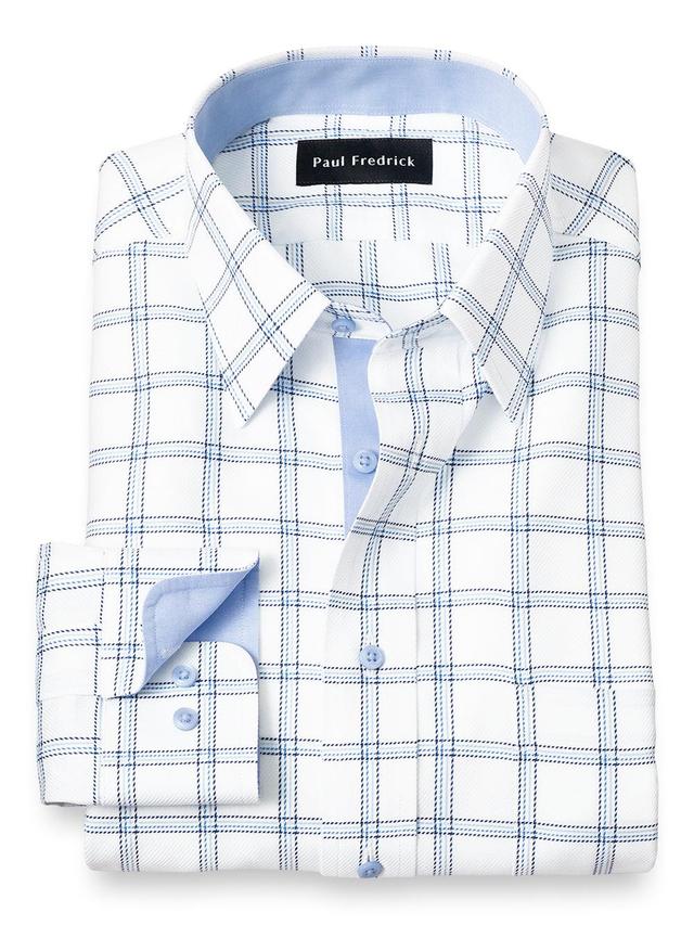 Non-iron Cotton Windowpane Dress Shirt With Contrast Trim Product Image