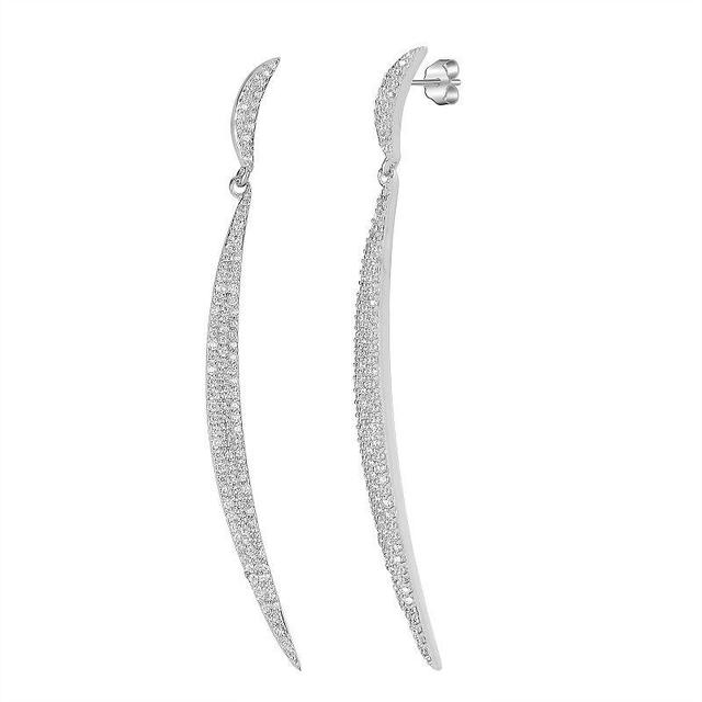 Judy Crowell Sterling Silver Crescent CZ Drop Earrings, Womens Product Image