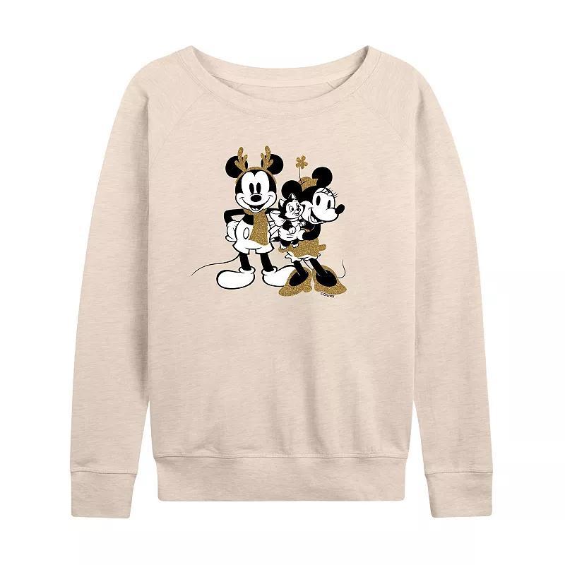 Disneys Mickey and Minnie Mouse Womens Sparkle Lightweight French Terry Sweatshirt Product Image