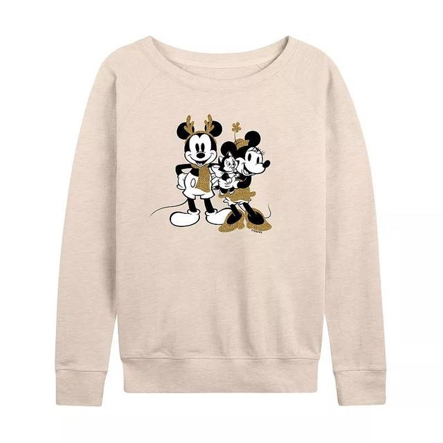 Disneys Mickey and Minnie Mouse Womens Sparkle Lightweight French Terry Sweatshirt Product Image