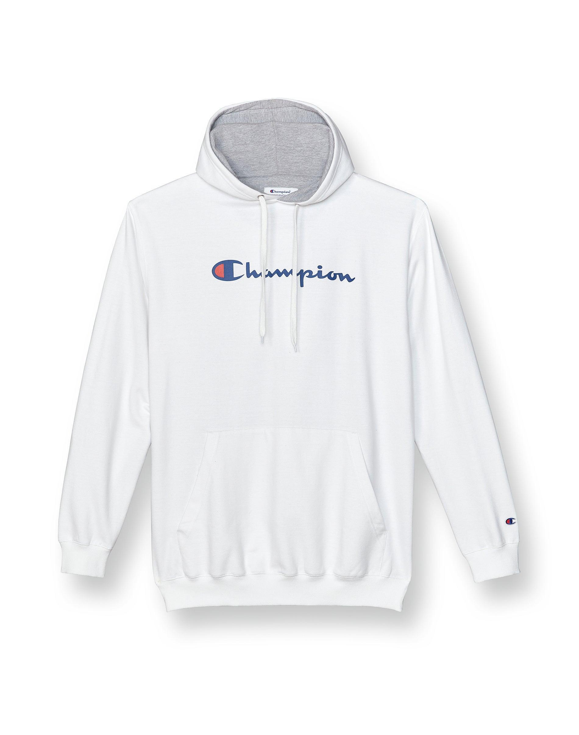 Mens Champion Big & Tall Fleece Hoodie, Script Logo Oxford Grey 2XL Product Image