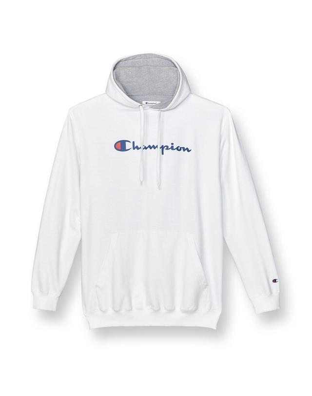 Mens Champion Big & Tall Fleece Hoodie, Script Logo Oxford Grey 5XL Product Image