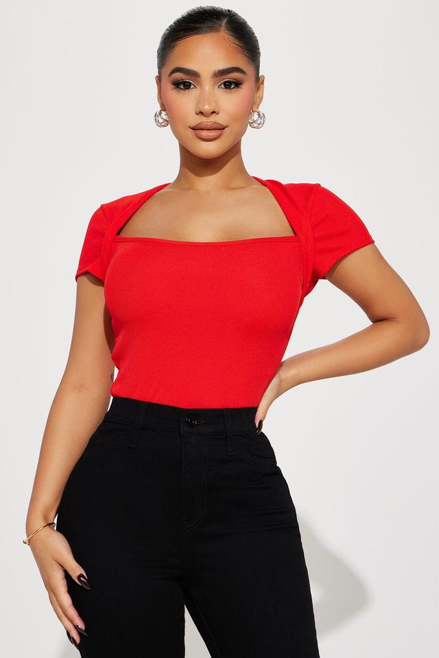 Haley Ribbed Top - Red Product Image