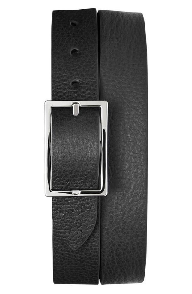 Men's Reversible Rectangular-buckle Leather Belt In Black Product Image