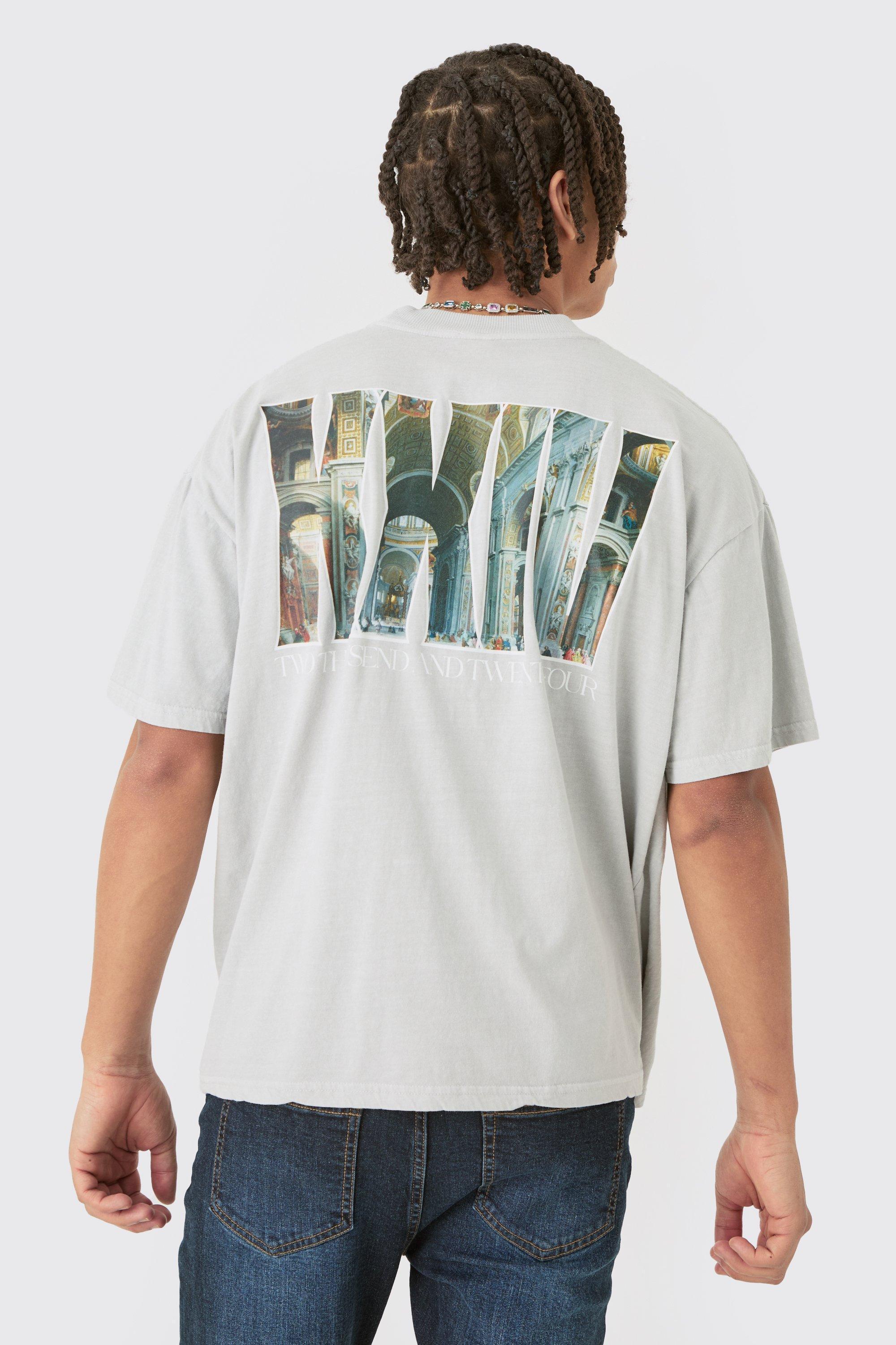 Oversized Extended Neck XXIV Renaissance T-shirt | boohooMAN USA Product Image