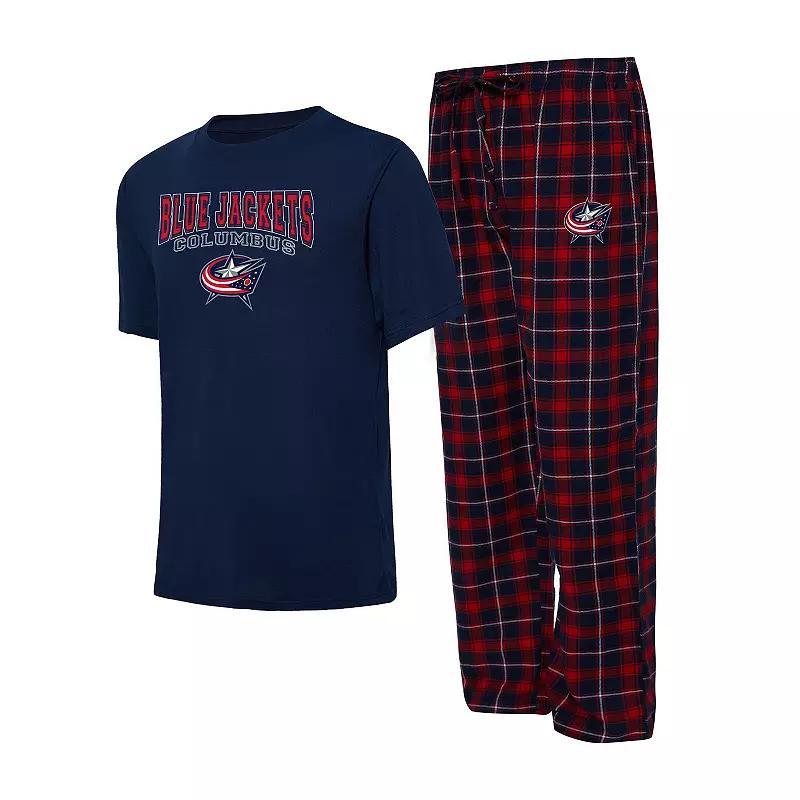 Mens Concepts Sport /Red Columbus Blue Jackets Arctic T-Shirt & Pajama Pants Sleep Set Product Image